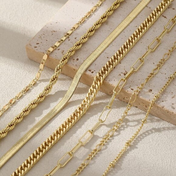 🆕 Sufope Dainty Laying Bracelet Women Gold 14K Adjustable Stackable jewelry Set - Picture 4 of 6